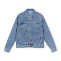 Embroidered Denim Jacket — Classic Light Wash Jean Jacket with Subtle Back Logo