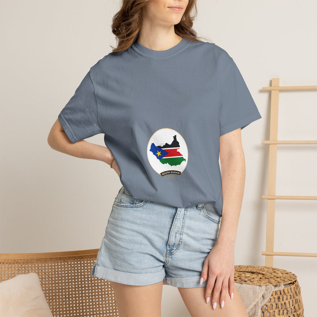 South Sudan Map Flag T-Shirt — Pride Tee with 'South Sudan' Banner