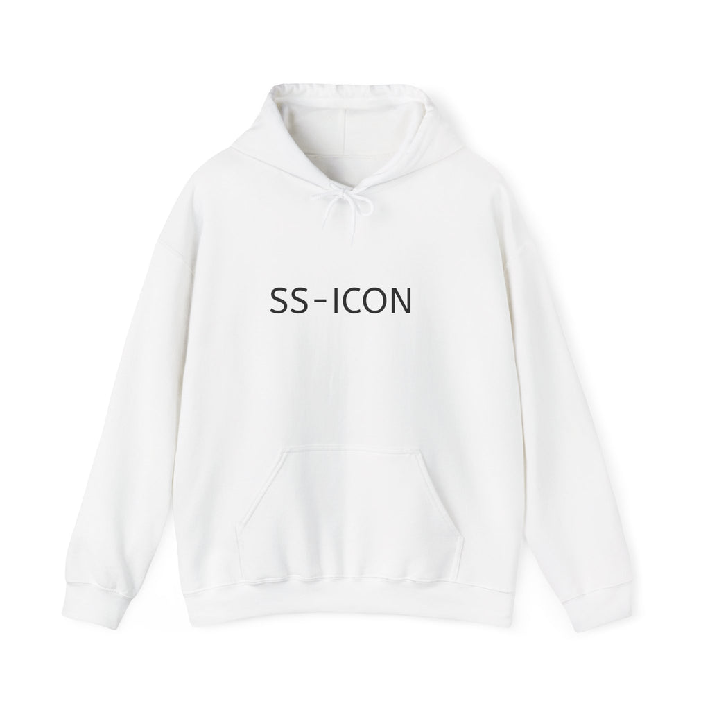 SS-ICON Minimal Logo Hoodie — Clean White Graphic Sweatshirt