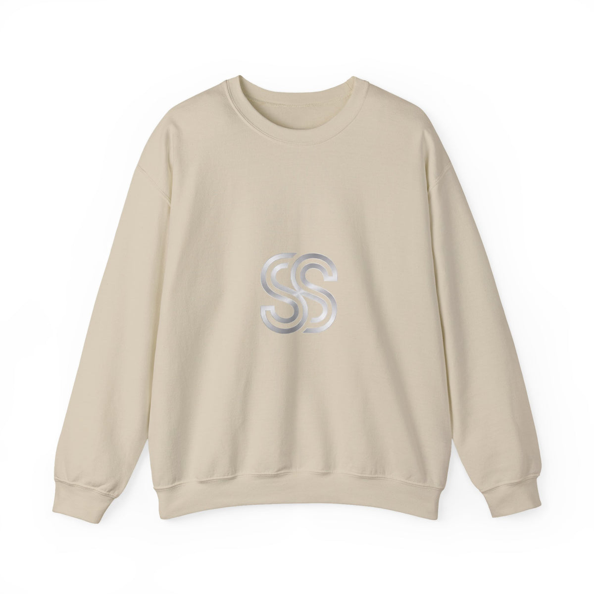 Crewneck Sweatshirt with Subtle 'SS' Monogram – Minimalist Neutral Pullover
