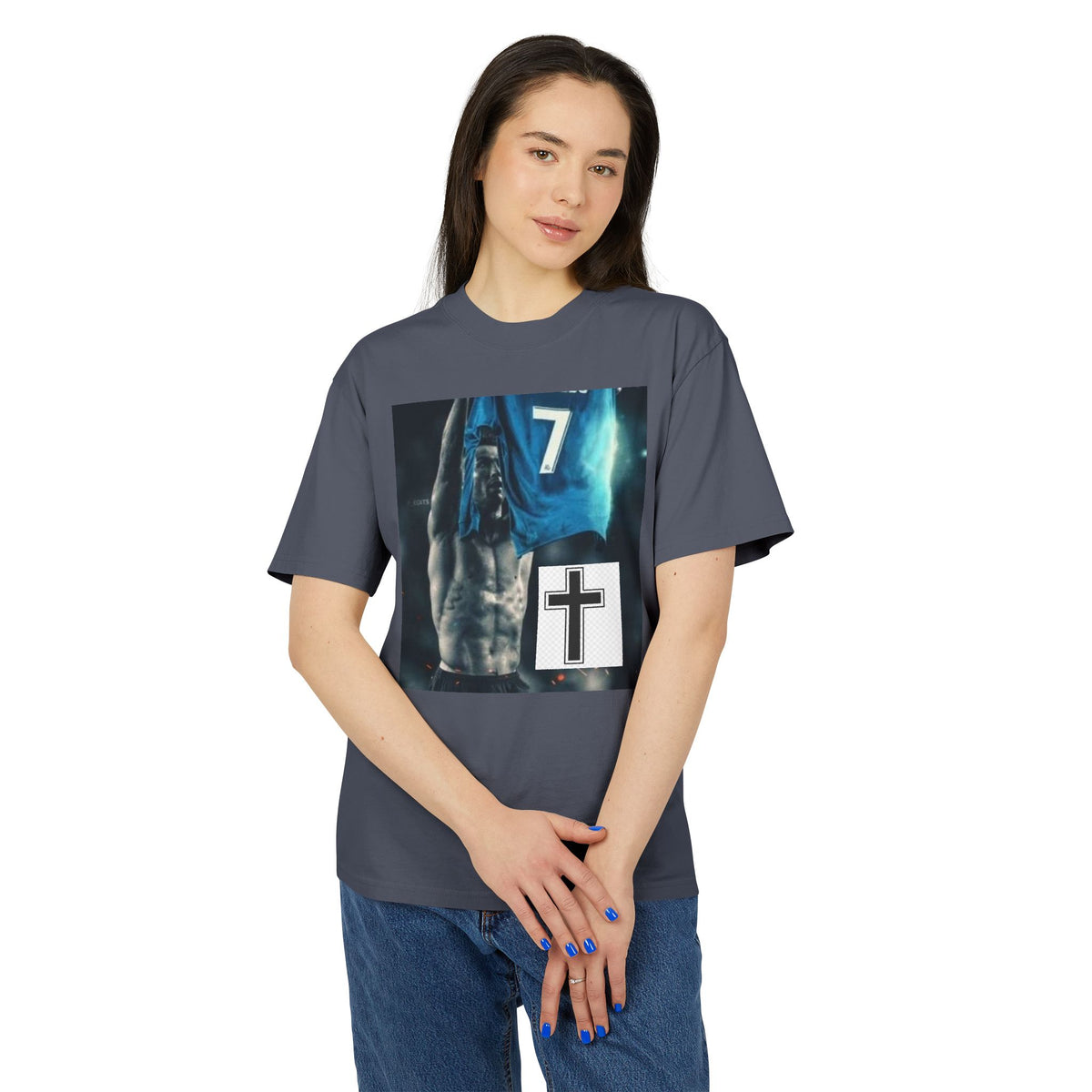 Christian Basketball Player Tee — Cross & Number 7 Graphic Shirt
