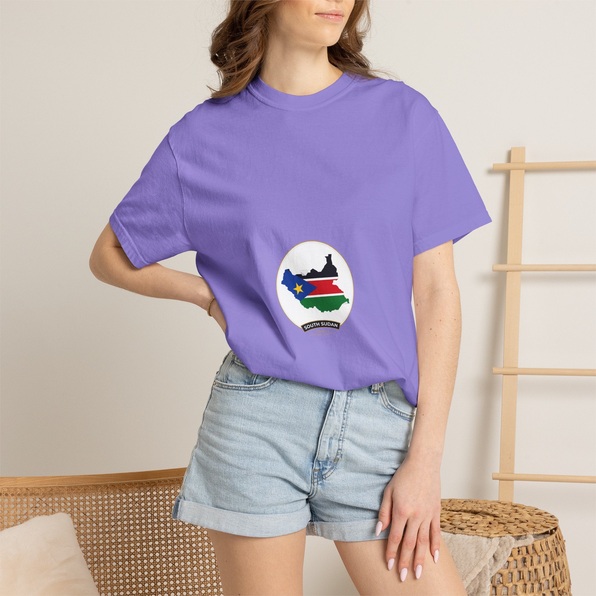 South Sudan Map Flag T-Shirt — Pride Tee with 'South Sudan' Banner