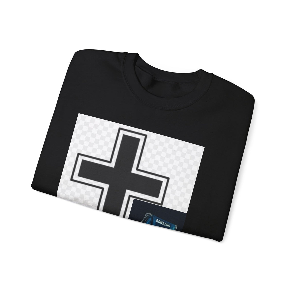 Christian Cross Graphic Sweatshirt — Inspirational Faith Crewneck with Prayer Card Design