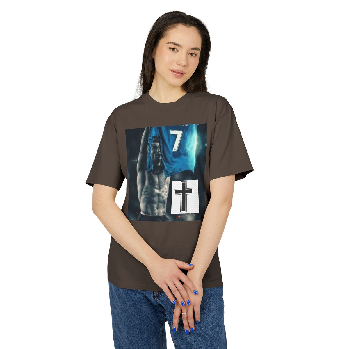 Christian Basketball Player Tee — Cross & Number 7 Graphic Shirt
