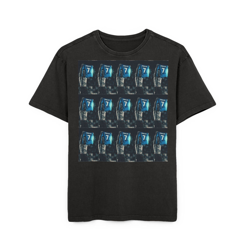 Vintage Arcade '7' Pattern Tee — Acid Wash Oversized Graphic T-Shirt