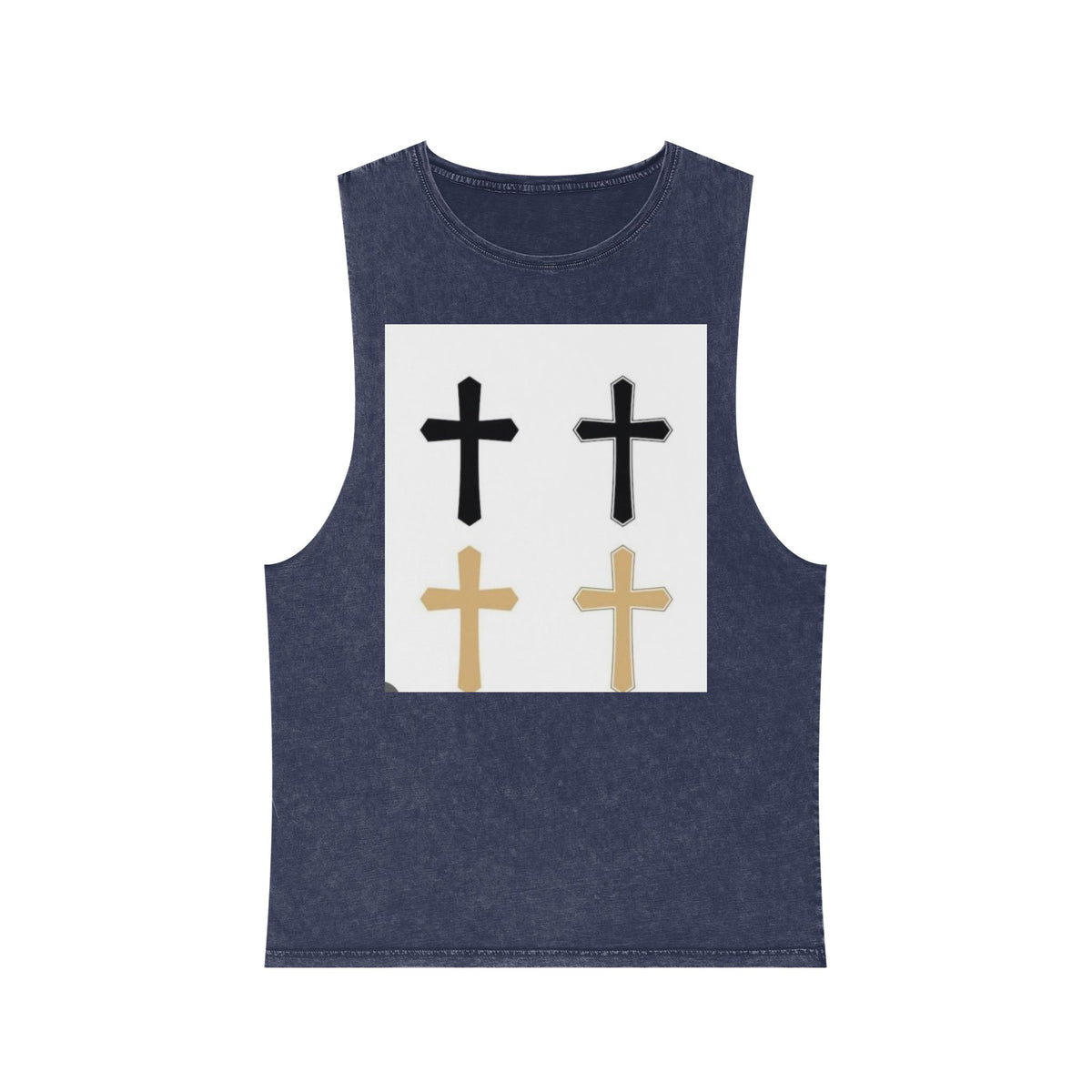 Cross Quartet Stonewash Tank Top — Minimal Christian Cross Graphic