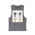Cross Quartet Stonewash Tank Top — Minimal Christian Cross Graphic