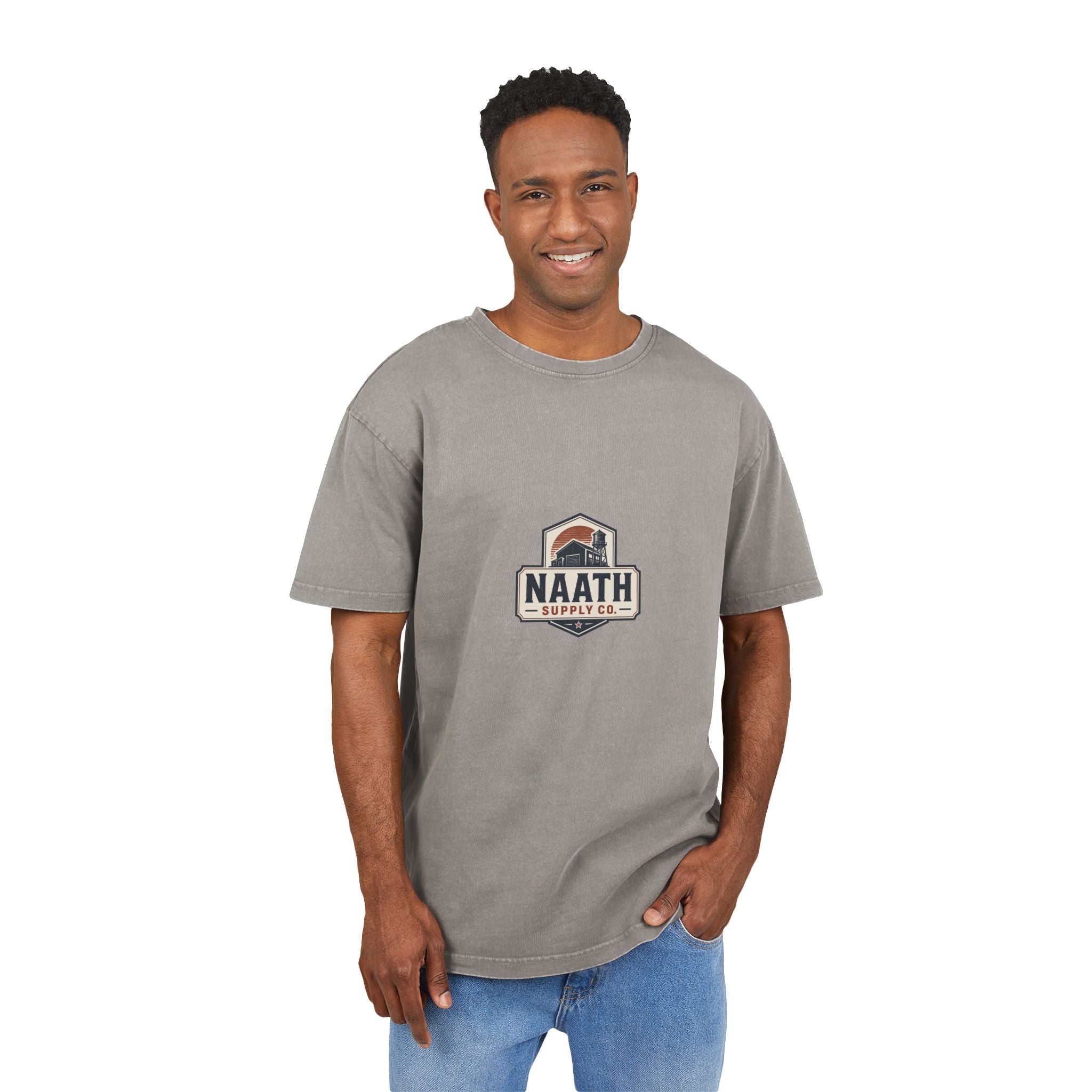 Naath Supply Co. Acid-Wash Oversized Tee — Retro Outdoor Logo