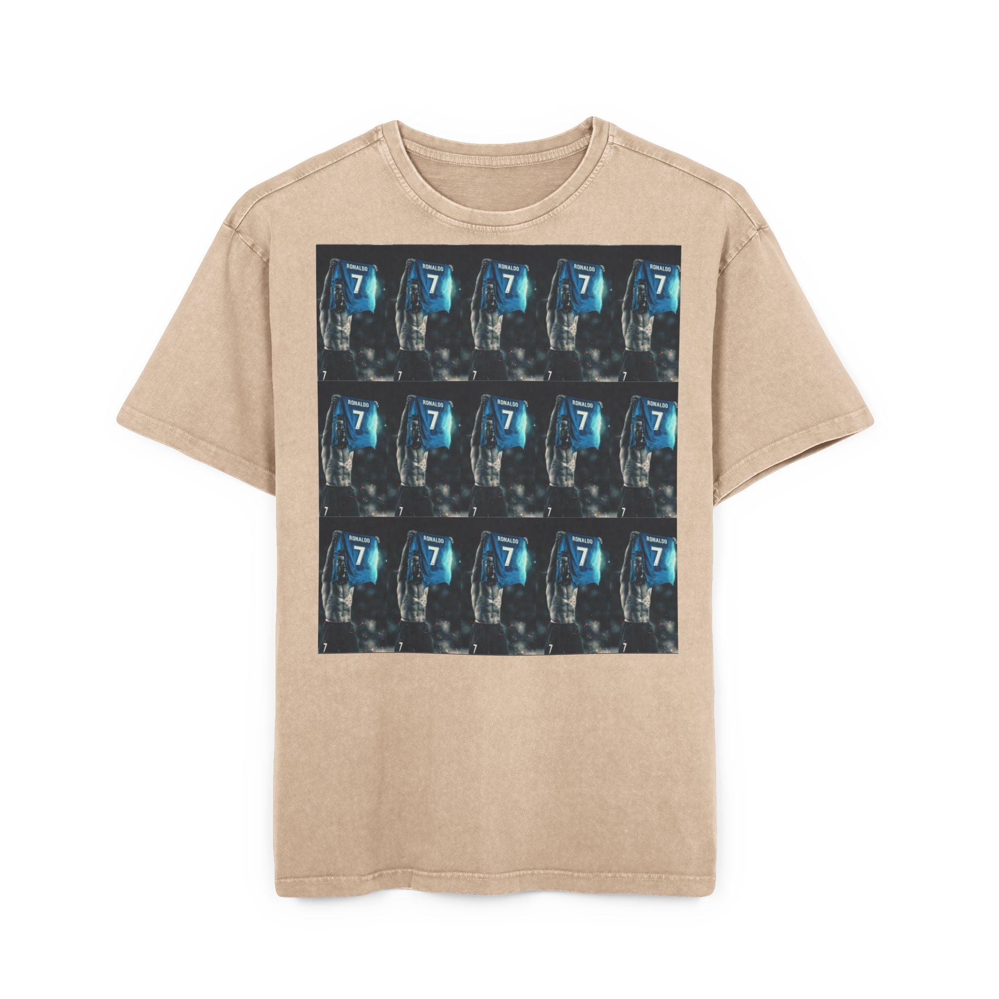 Vintage Arcade '7' Pattern Tee — Acid Wash Oversized Graphic T-Shirt