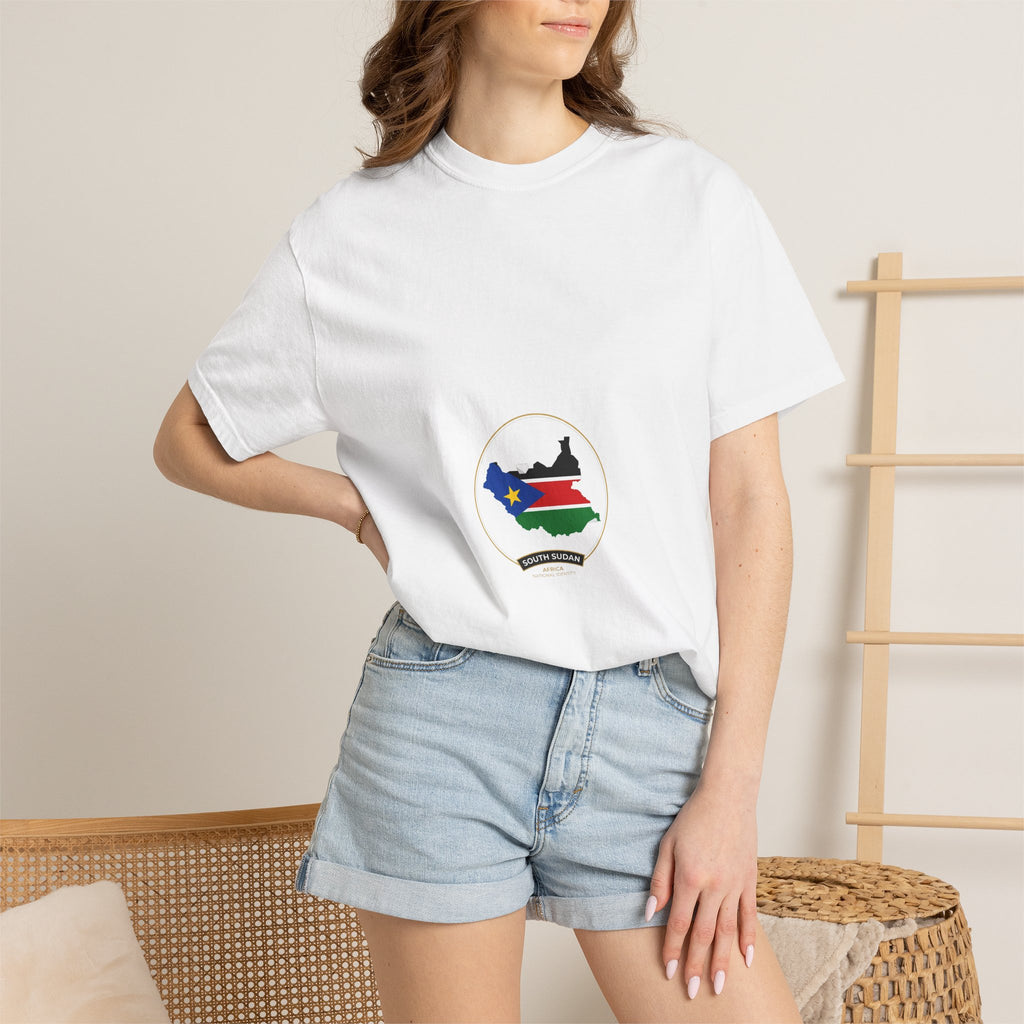 South Sudan Map Flag T-Shirt — Pride Tee with 'South Sudan' Banner