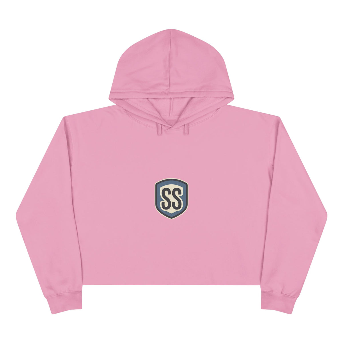SS ICON Cropped Hoodie — Minimal Shield Logo & Back Star Graphic