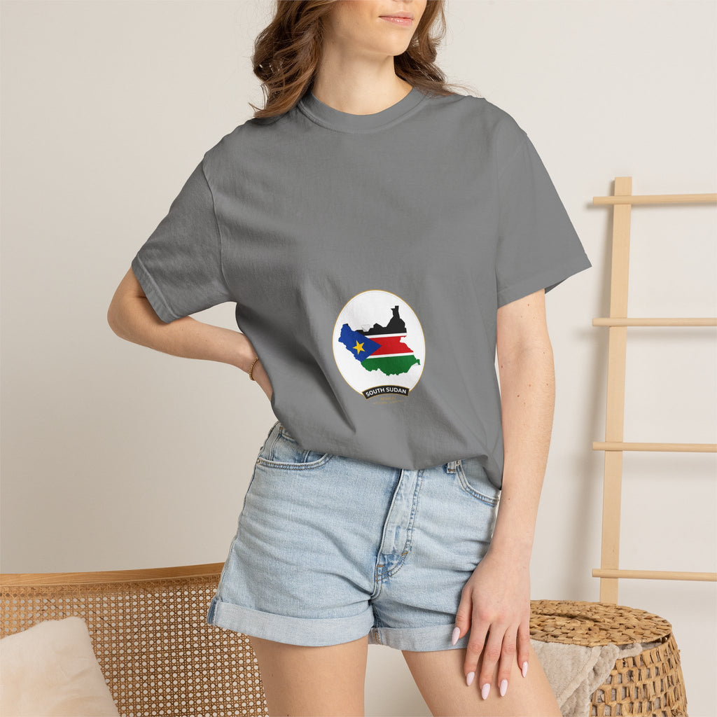 South Sudan Map Flag T-Shirt — Pride Tee with 'South Sudan' Banner