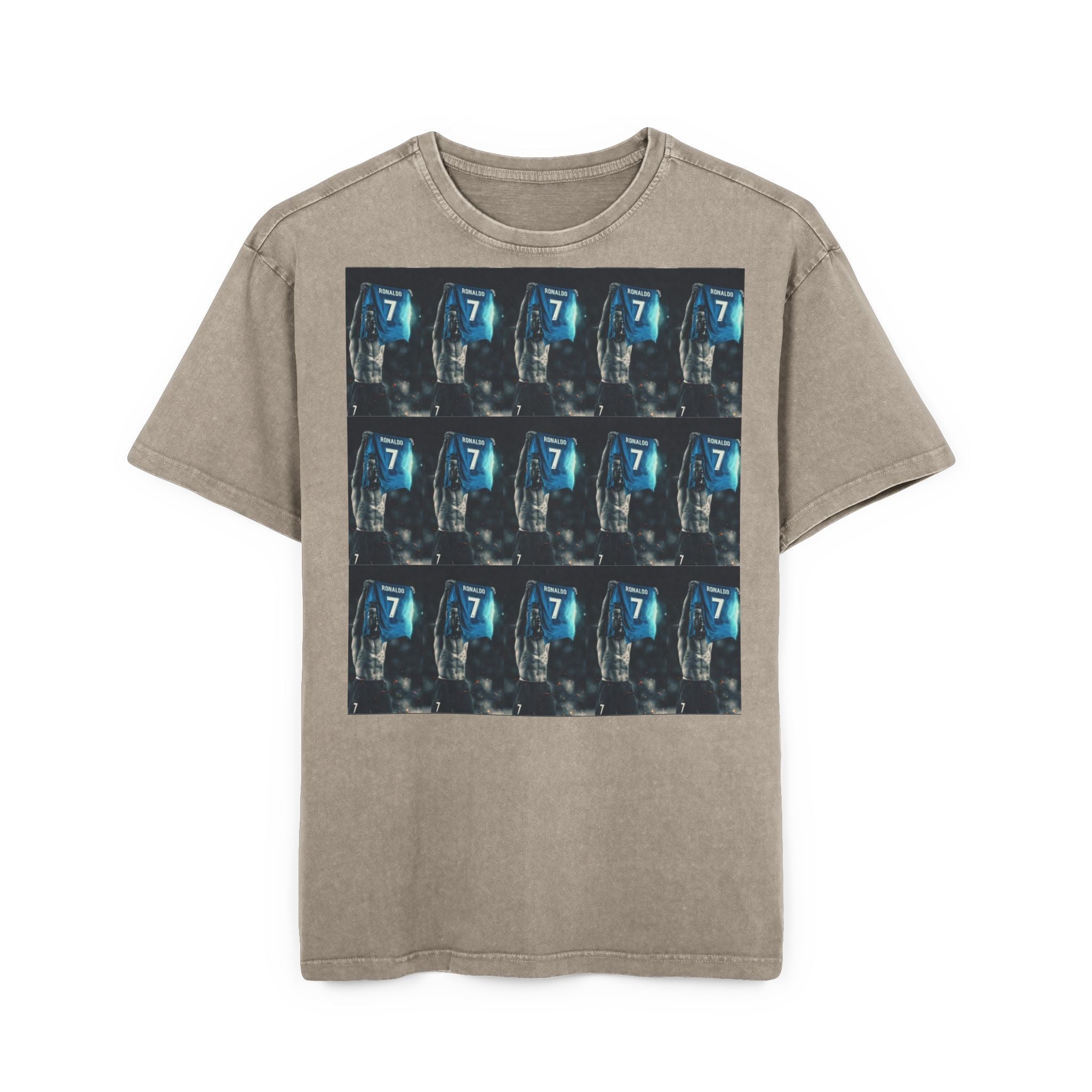 Vintage Arcade '7' Pattern Tee — Acid Wash Oversized Graphic T-Shirt