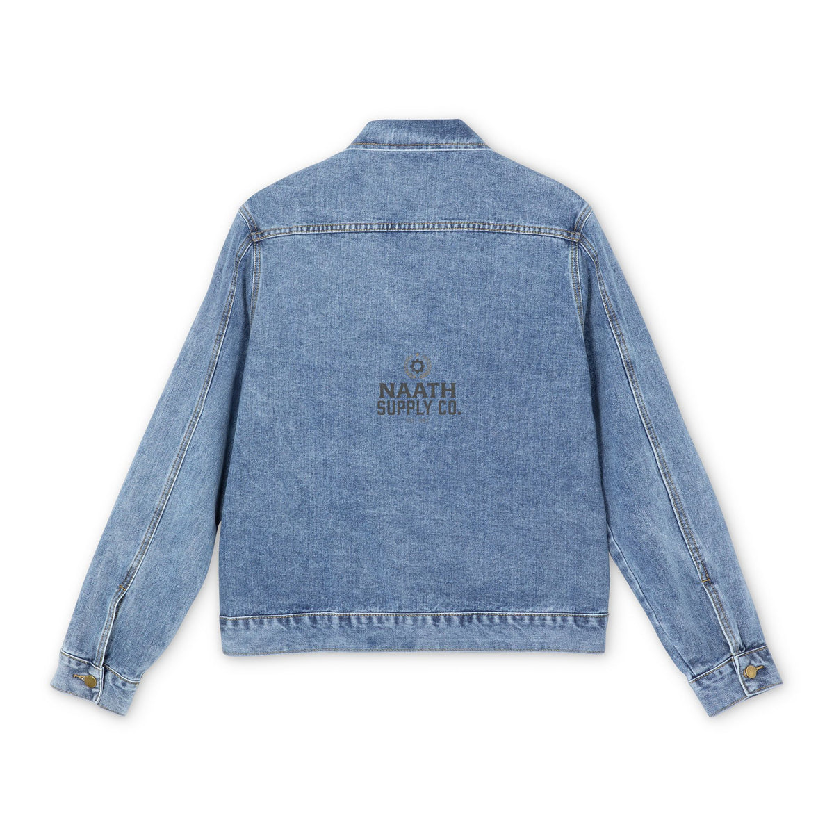 Embroidered Denim Jacket — Classic Light Wash Jean Jacket with Subtle Back Logo