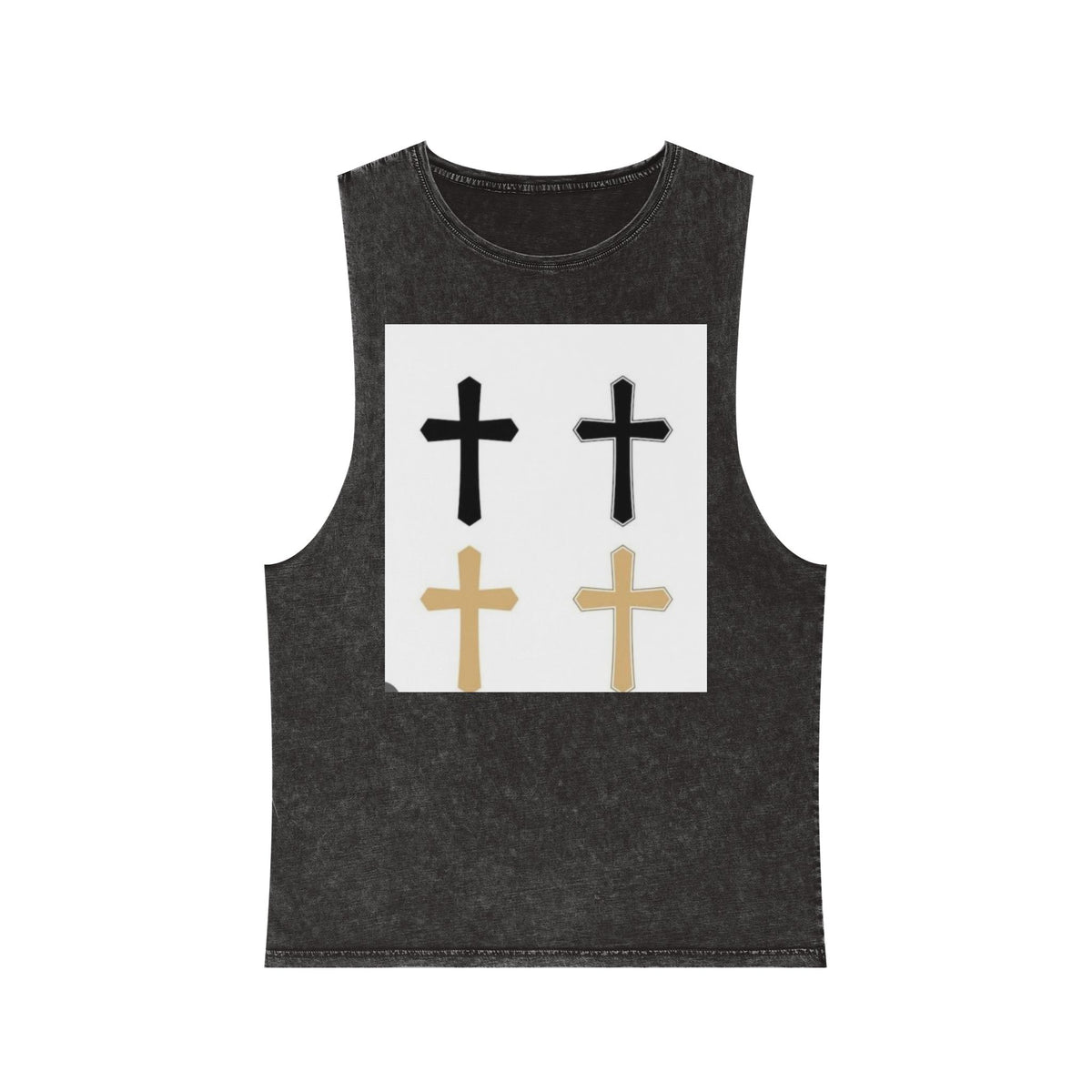 Cross Quartet Stonewash Tank Top — Minimal Christian Cross Graphic